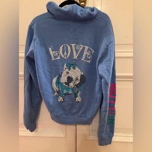 Butter Zip Up Girls Blue Dog Hoodie